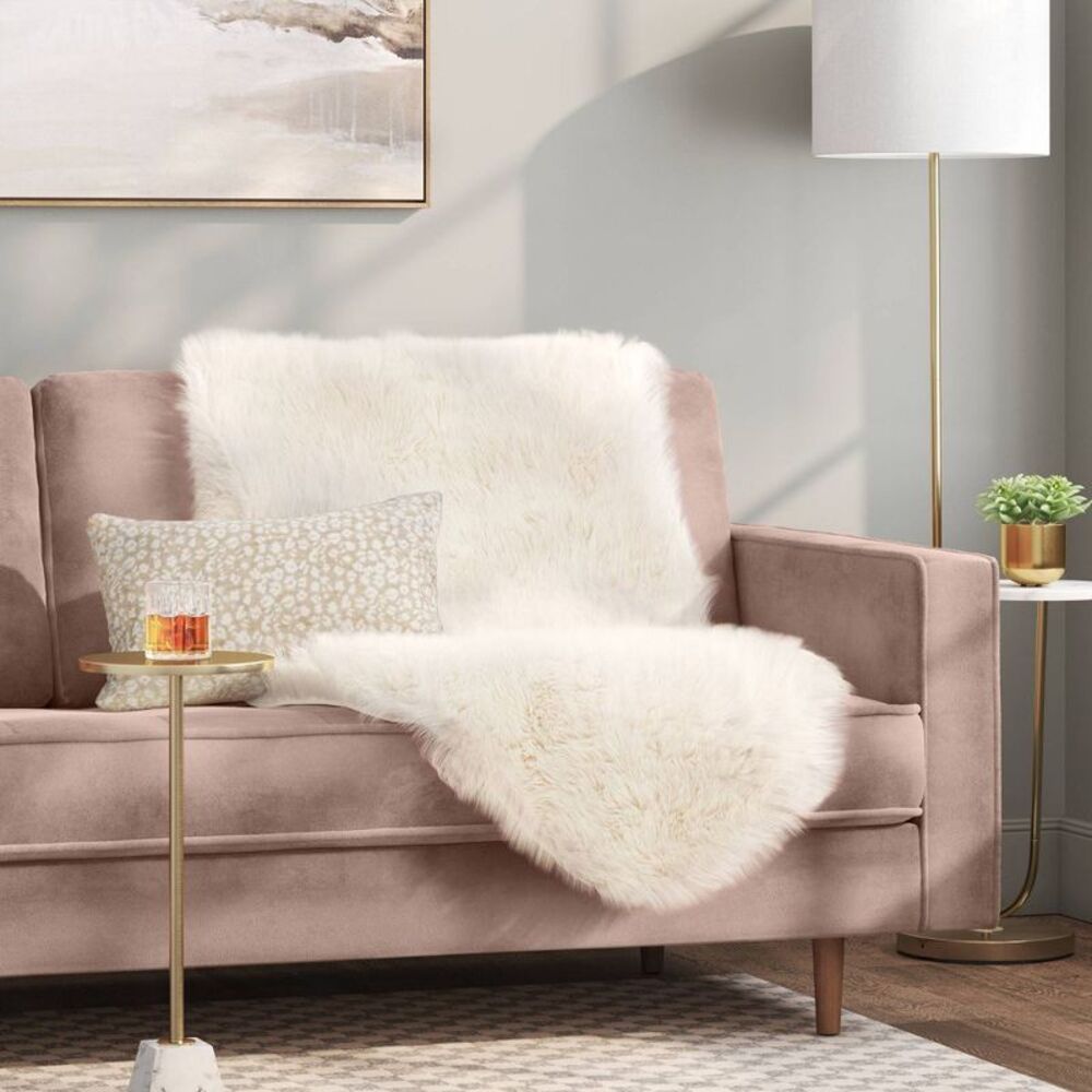 Threshold -  Faux Fur Pelt Decorative Sofa Throw Blan Ivory - Picture 2 of 4